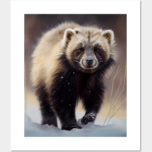 Arctic Wolverine-Oil paint Posters and Art